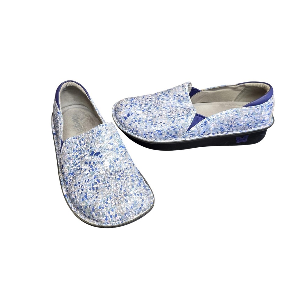 Alegria Shoes Women 9.5 EU 40 Blue Leather Slip On Comfort Work Nurse DEB-7813
